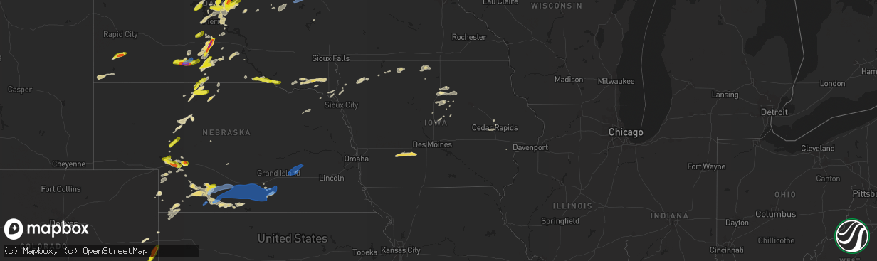 Hail map in Iowa on June 24, 2022