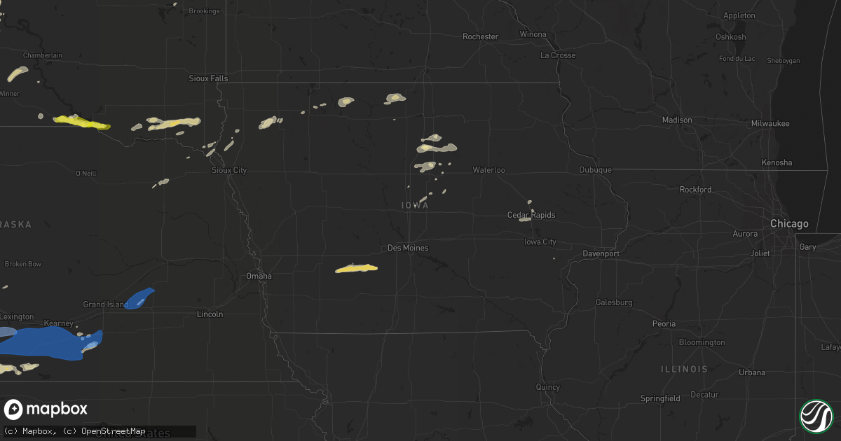 Hail map in Iowa on June 24, 2022