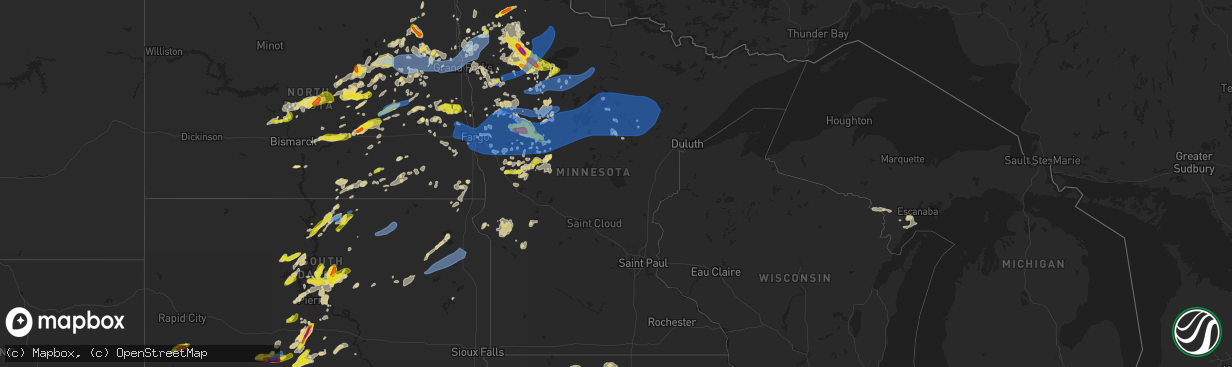 Hail map in Minnesota on June 24, 2022