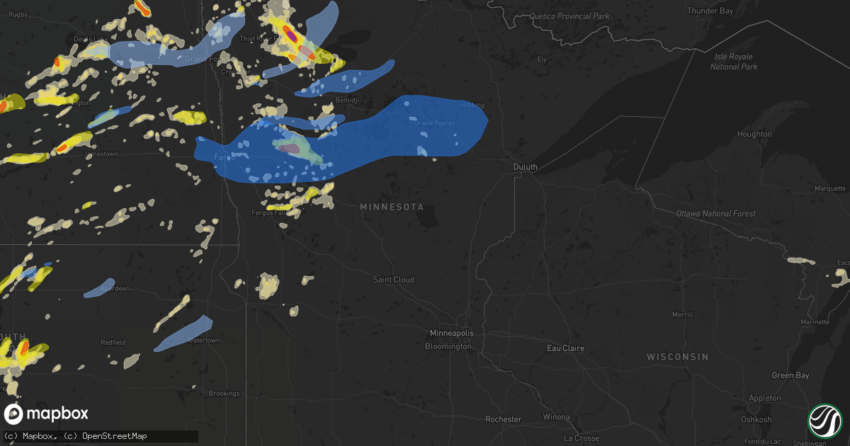 Hail map in Minnesota on June 24, 2022