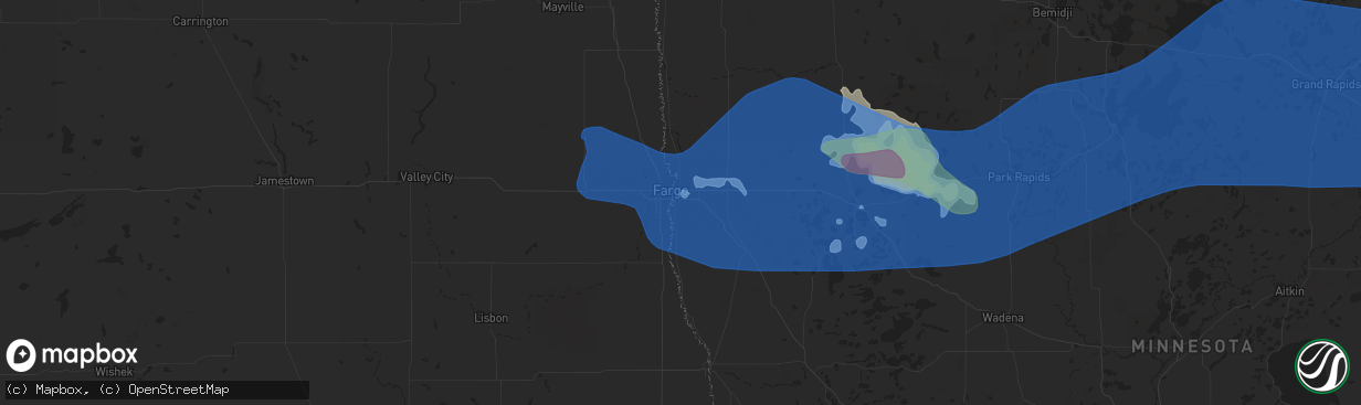 Hail map in Moorhead, MN on June 24, 2022