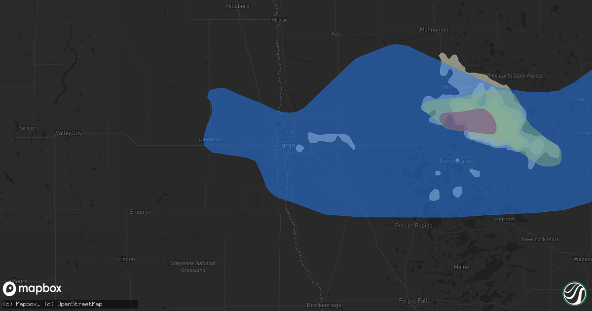 Hail map in Moorhead, MN on June 24, 2022