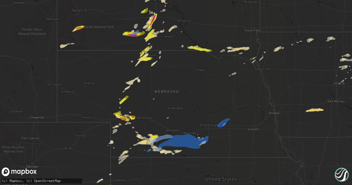 Hail map in Nebraska on June 24, 2022