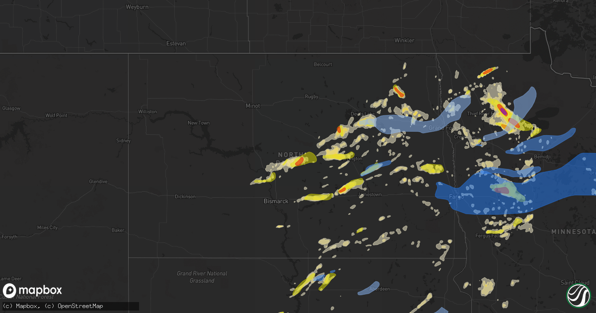 Hail map in North Dakota on June 24, 2022