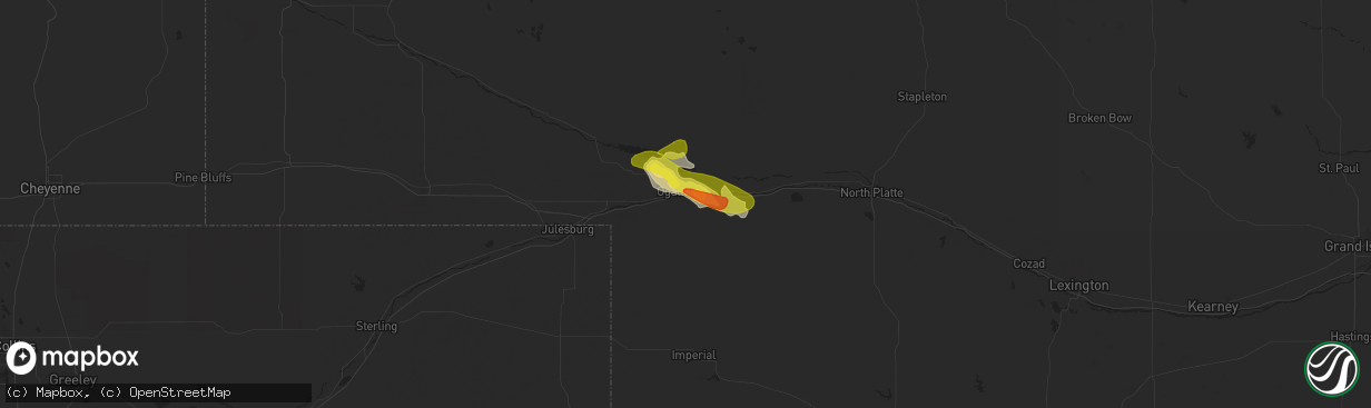 Hail map in Ogallala, NE on June 24, 2022