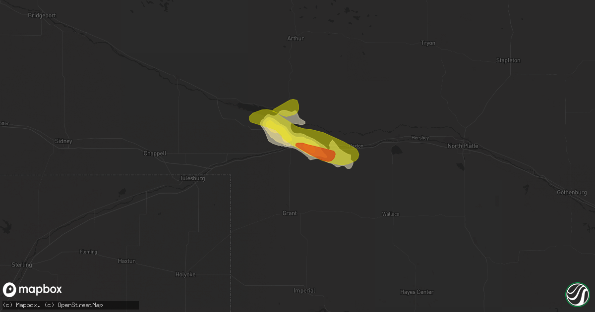 Hail map in Ogallala, NE on June 24, 2022