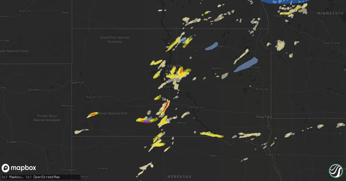 Hail map in South Dakota on June 24, 2022