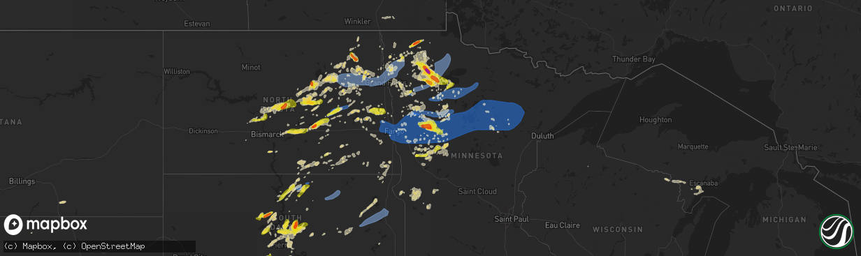 Hail map on June 24, 2022