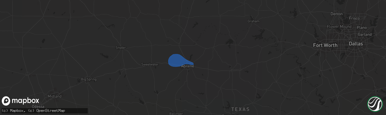 Hail map in Abilene, TX on June 24, 2023