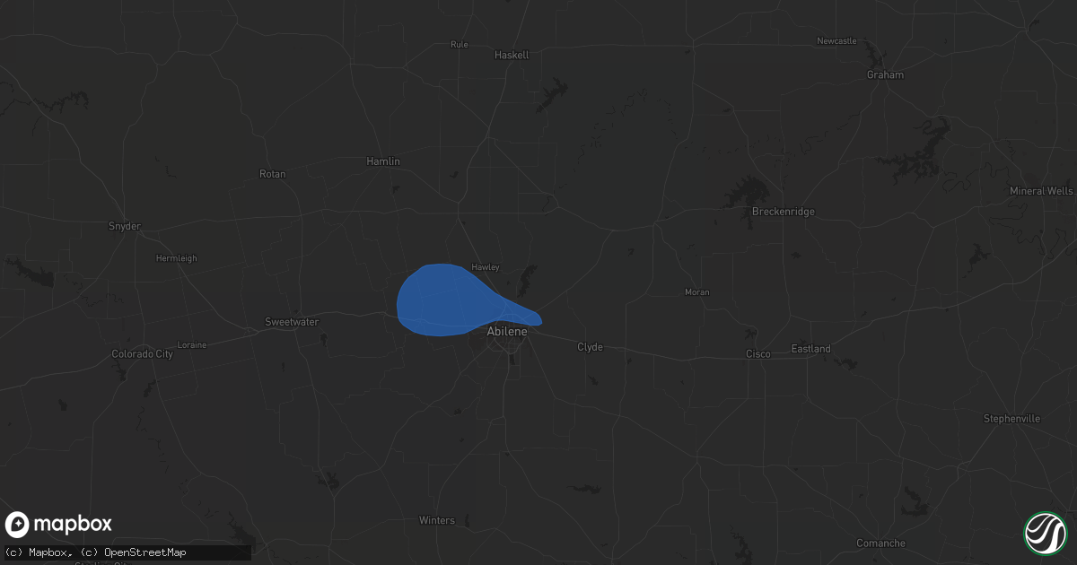 Hail map in Abilene, TX on June 24, 2023