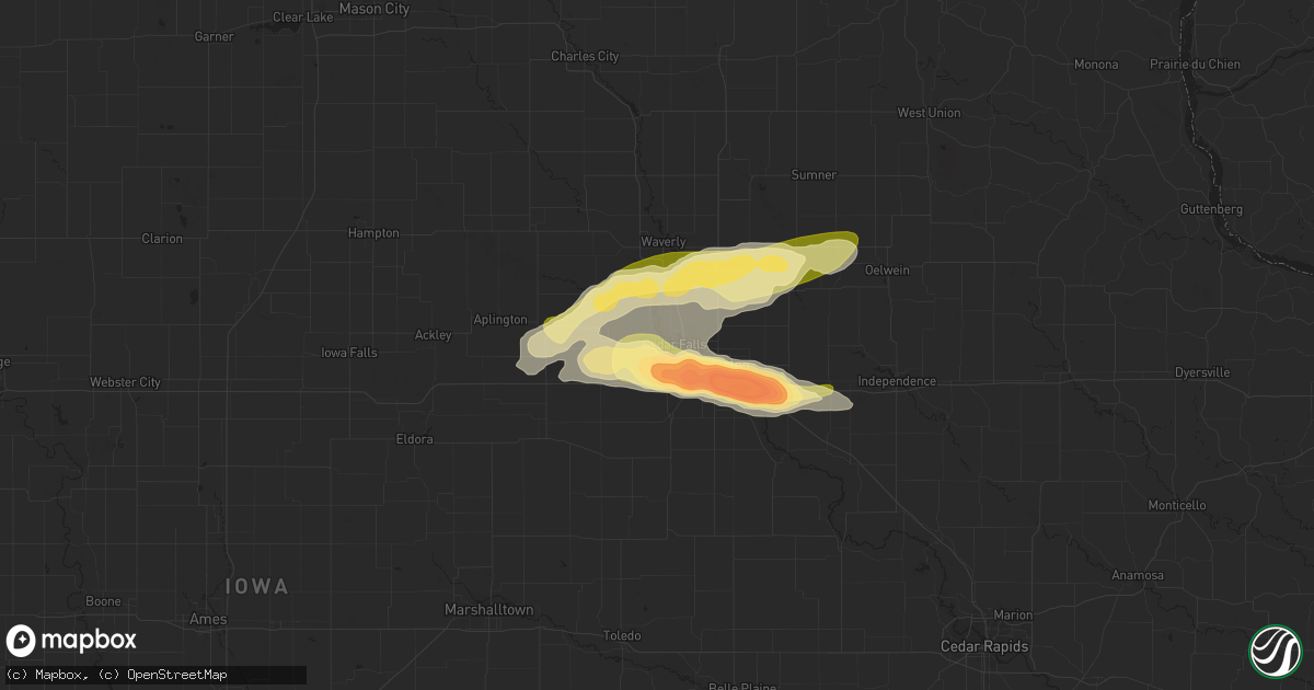 Hail map in Cedar Falls, IA on June 24, 2023