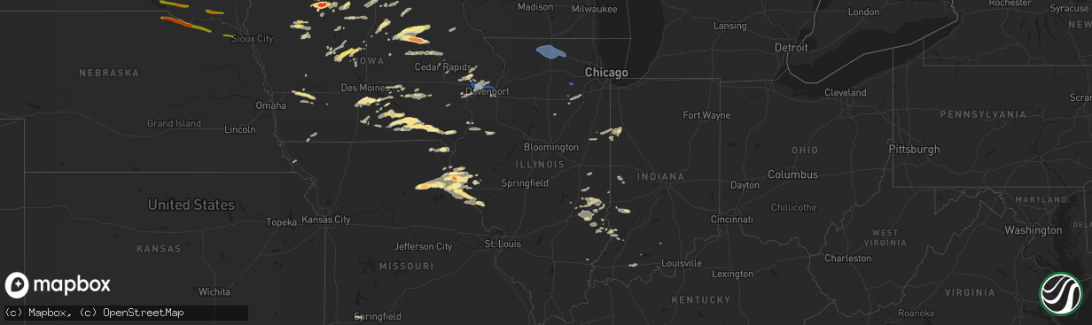 Hail map in Illinois on June 24, 2023