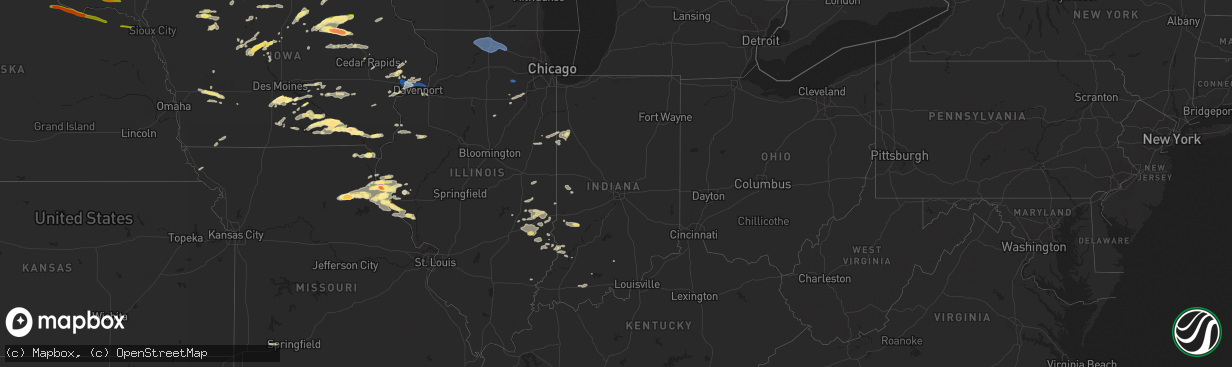 Hail map in Indiana on June 24, 2023