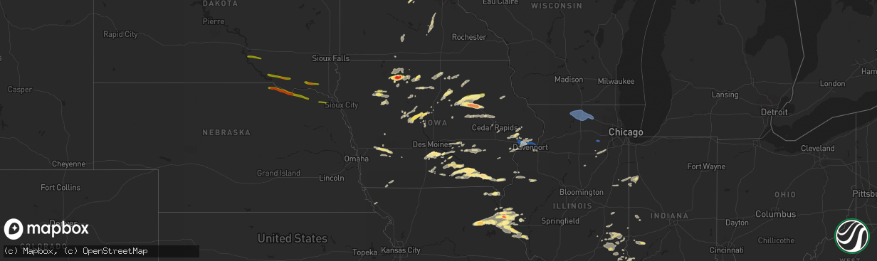 Hail map in Iowa on June 24, 2023