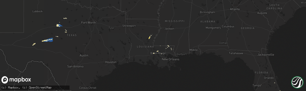 Hail map in Louisiana on June 24, 2023