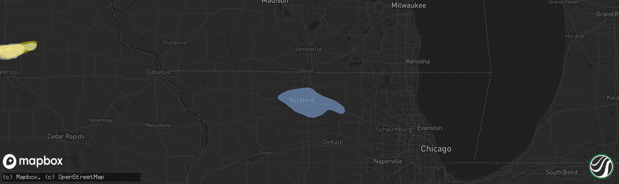 Hail map in Loves Park, IL on June 24, 2023