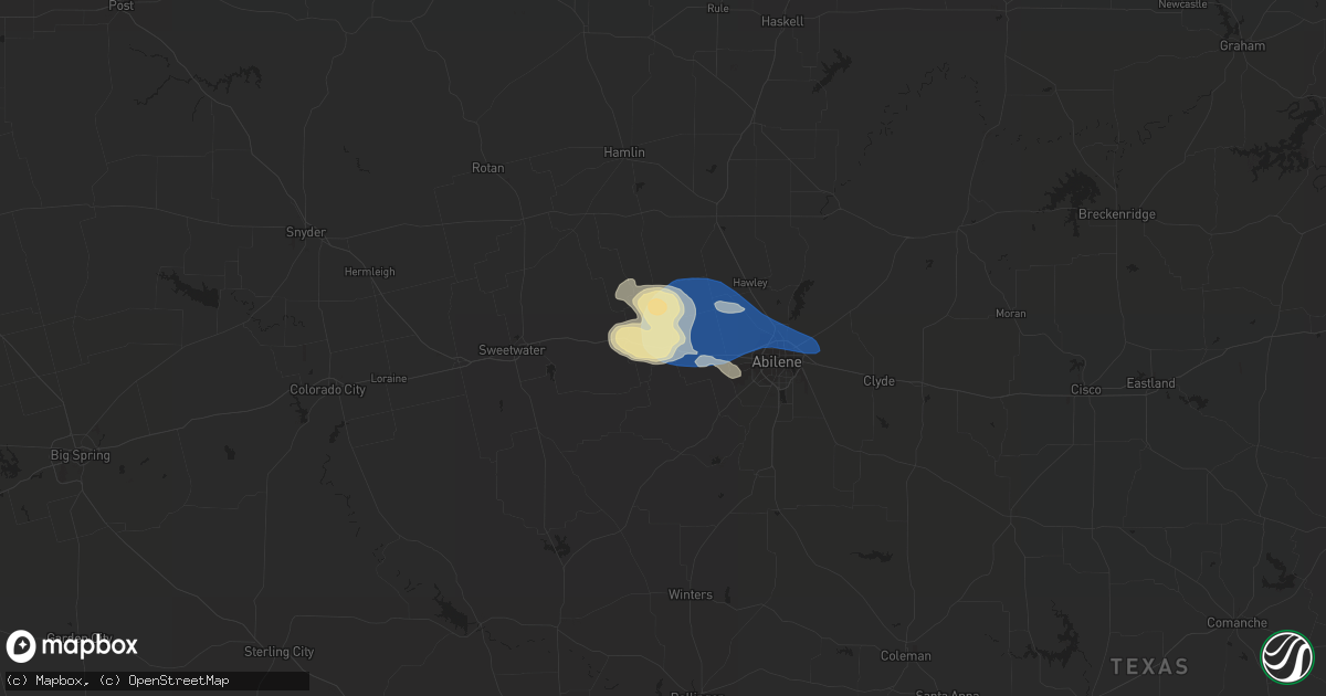 Hail map in Merkel, TX on June 24, 2023
