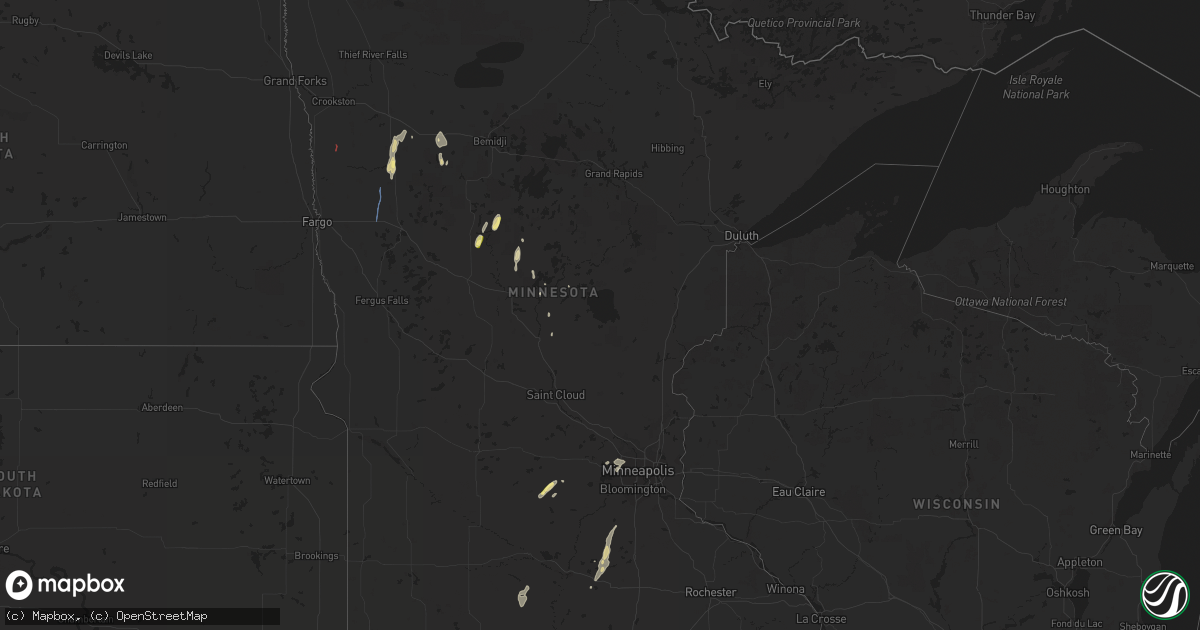 Hail map in Minnesota on June 24, 2023