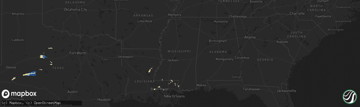 Hail map in Mississippi on June 24, 2023