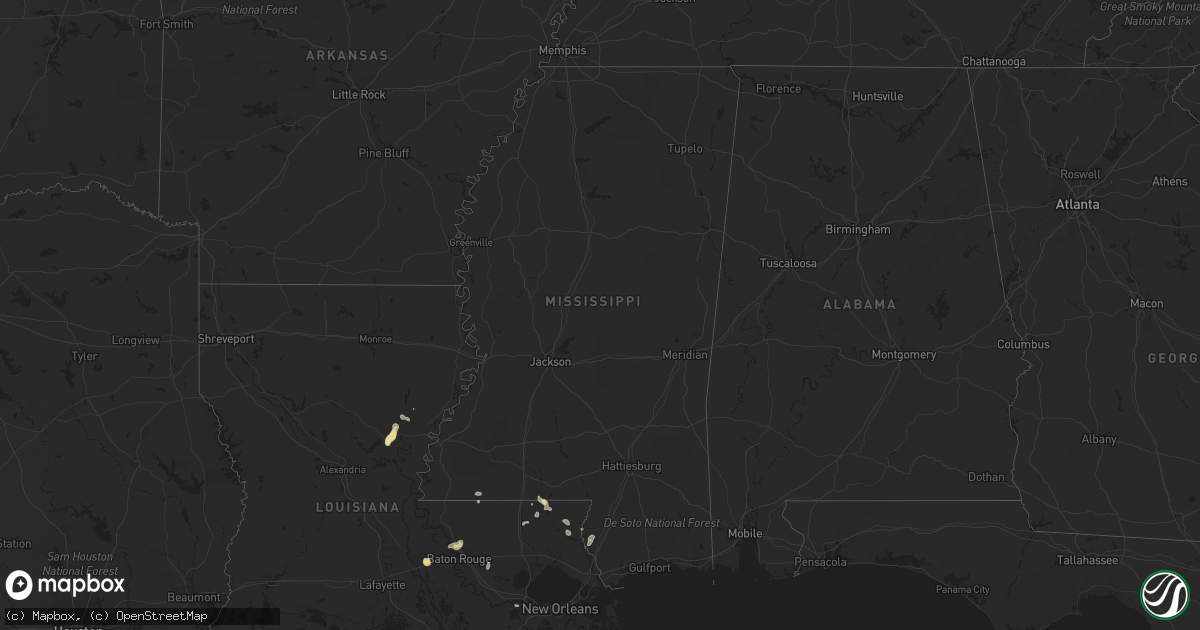Hail map in Mississippi on June 24, 2023