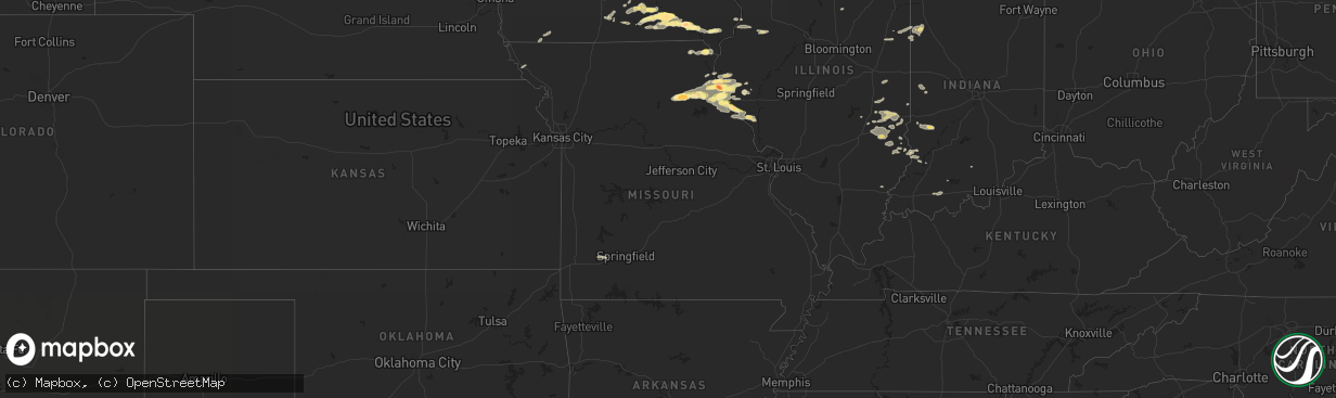 Hail map in Missouri on June 24, 2023