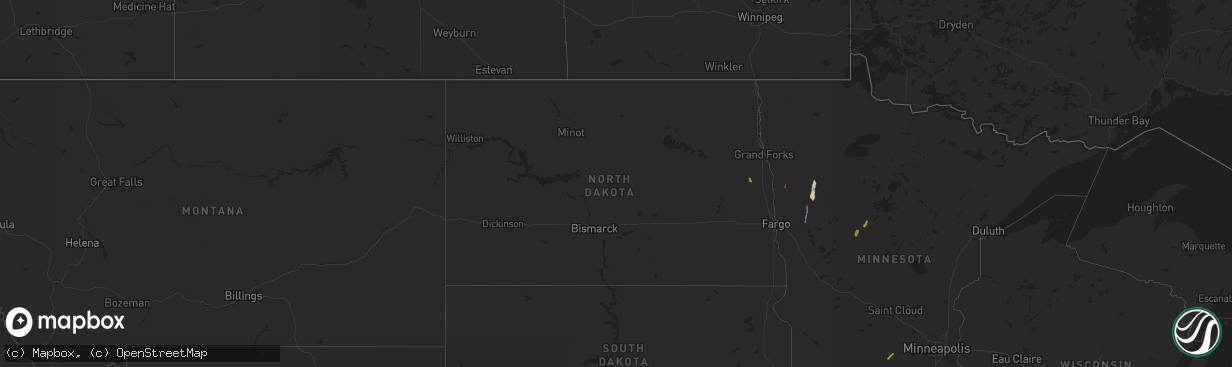 Hail map in North Dakota on June 24, 2023