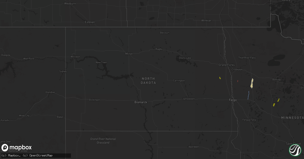 Hail map in North Dakota on June 24, 2023