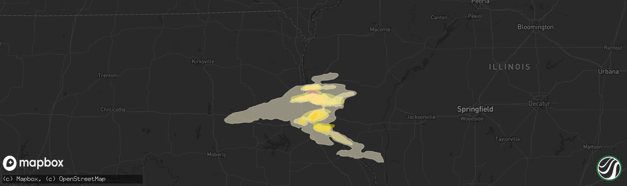 Hail map in Quincy, IL on June 24, 2023