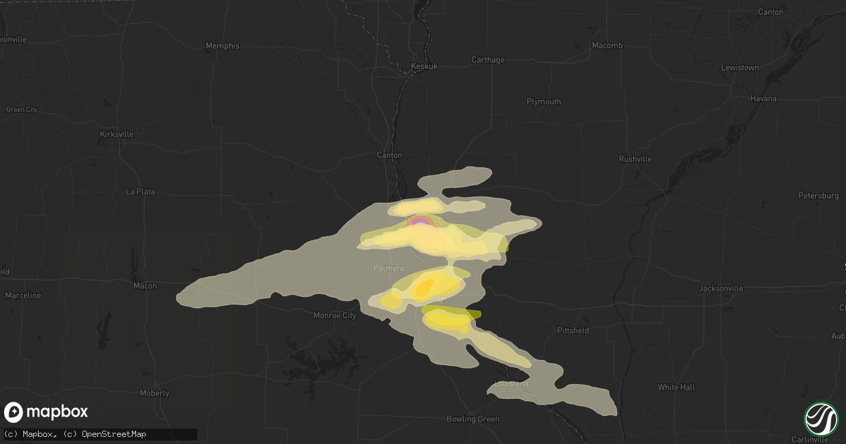 Hail map in Quincy, IL on June 24, 2023