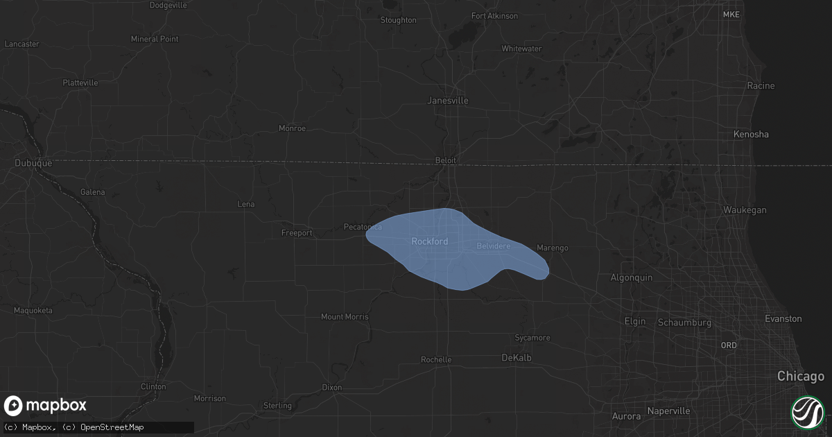 Hail map in Rockford, IL on June 24, 2023