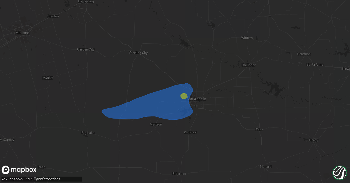 Hail map in San Angelo, TX on June 24, 2023