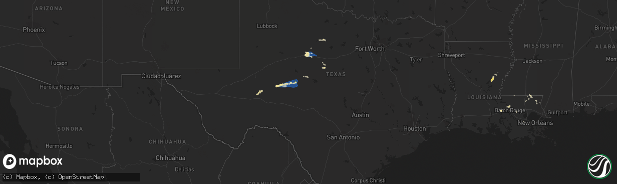 Hail map in Texas on June 24, 2023