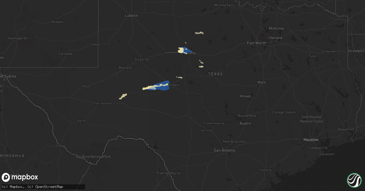 Hail map in Texas on June 24, 2023