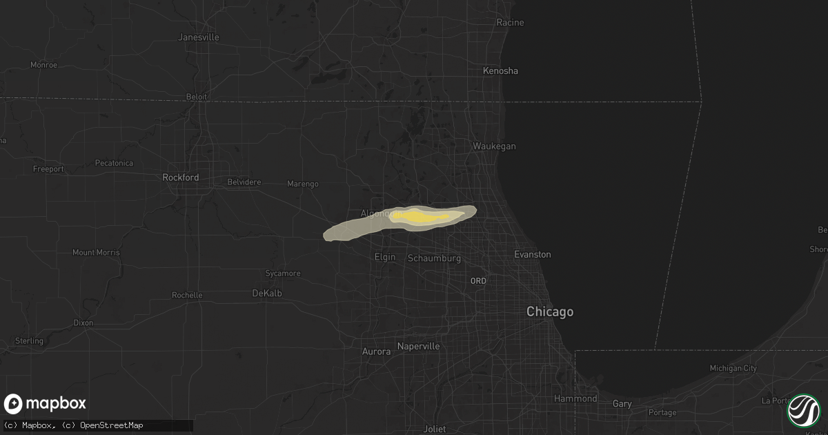 Hail map in Barrington, IL on June 24, 2024