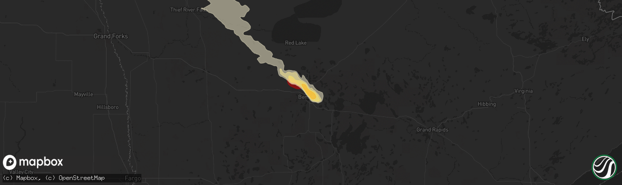 Hail map in Bemidji, MN on June 24, 2024