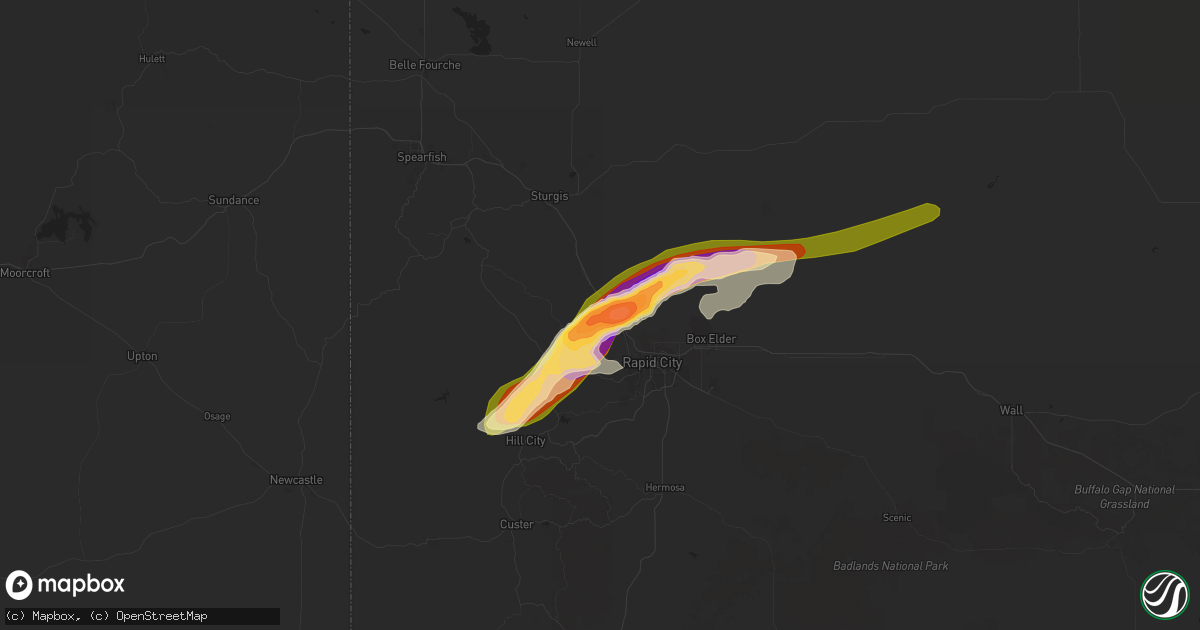 Hail map in Black Hawk, SD on June 24, 2024