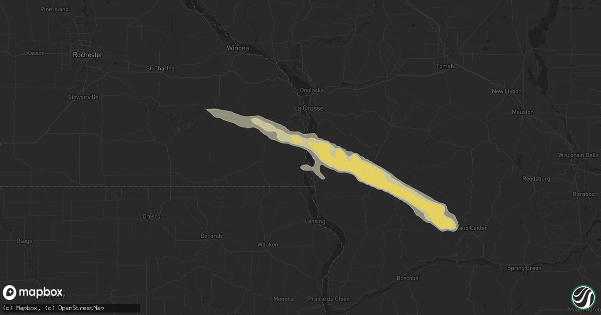 Hail map in Brownsville, MN on June 24, 2024