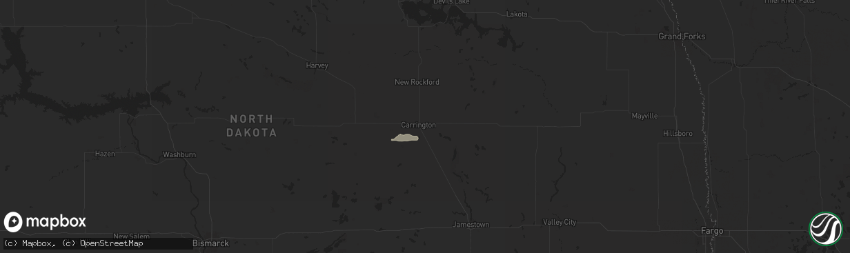 Hail map in Carrington, ND on June 24, 2024