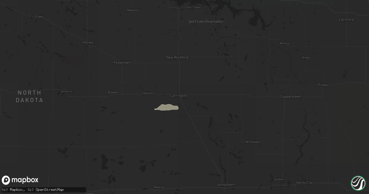 Hail map in Carrington, ND on June 24, 2024