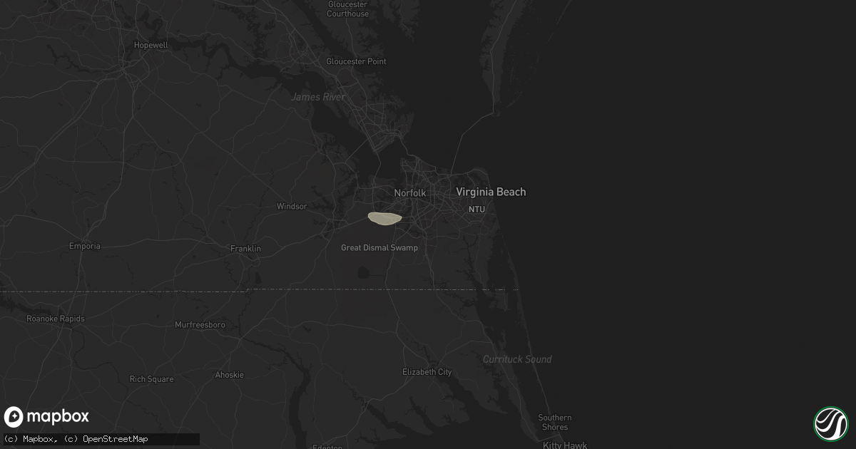 Hail map in Chesapeake, VA on June 24, 2024