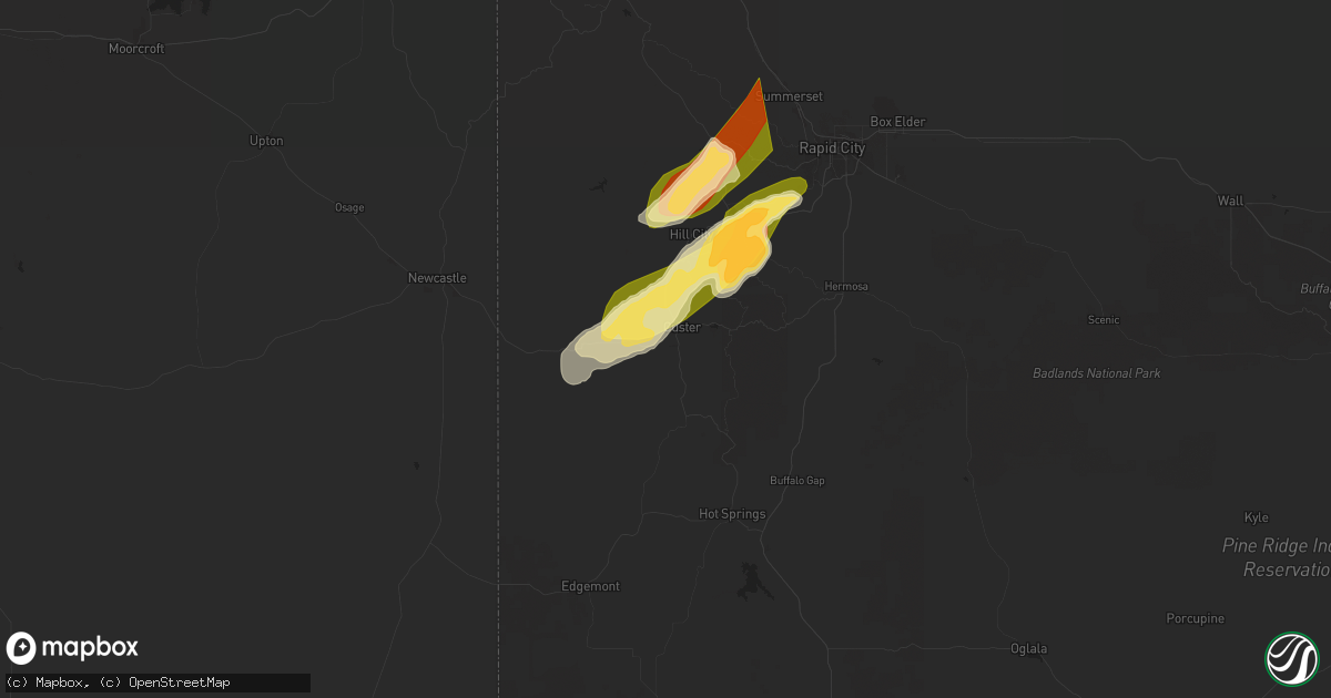 Hail map in Custer, SD on June 24, 2024