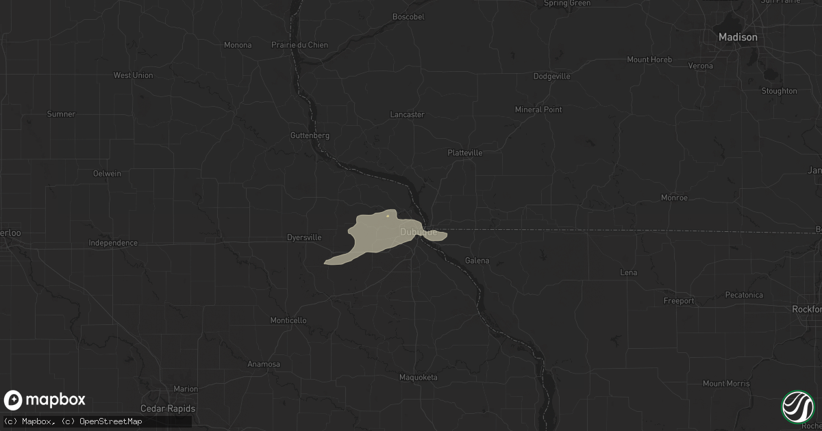 Hail map in Dubuque, IA on June 24, 2024