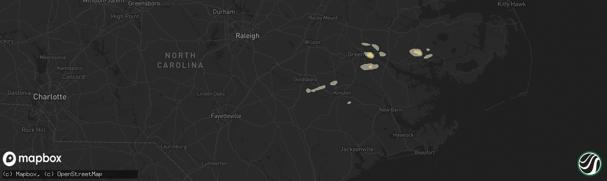 Hail map in Dudley, NC on June 24, 2024