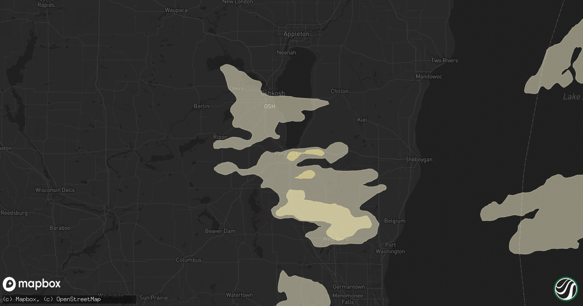 Hail map in Fond Du Lac, WI on June 24, 2024