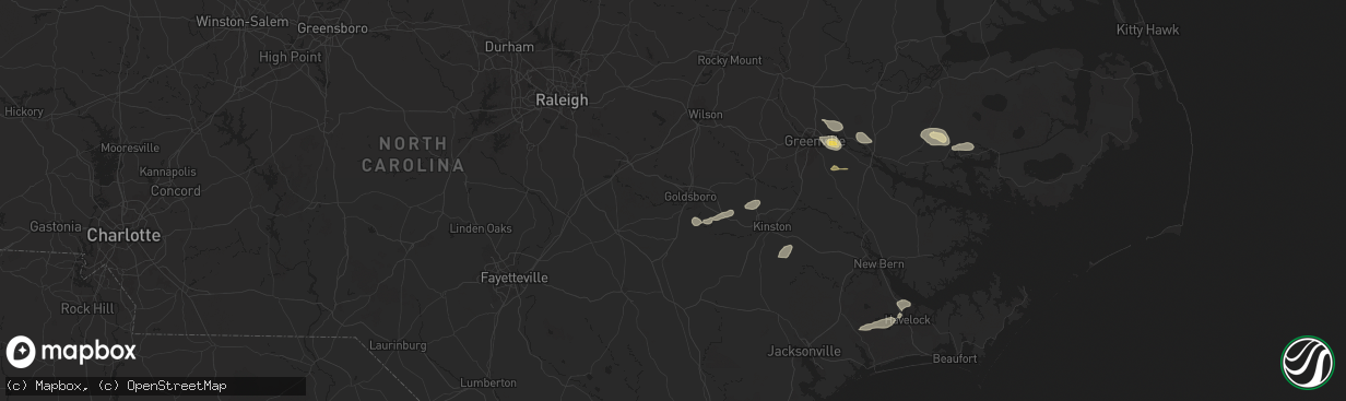 Hail map in Goldsboro, NC on June 24, 2024