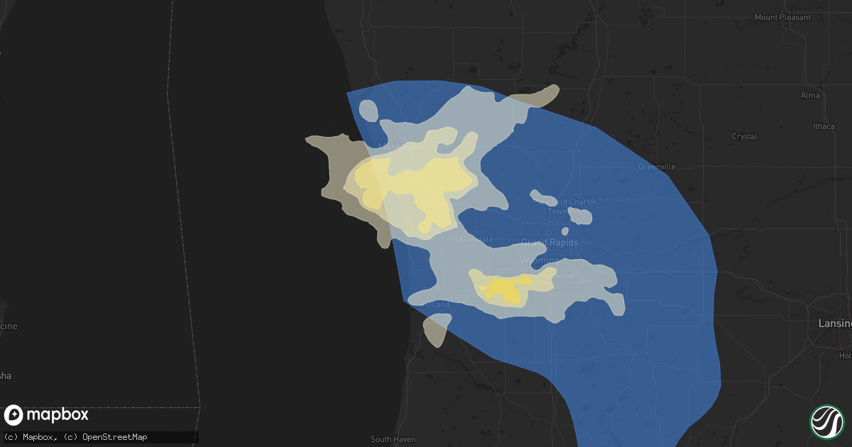 Hail map in Grand Haven, MI on June 24, 2024