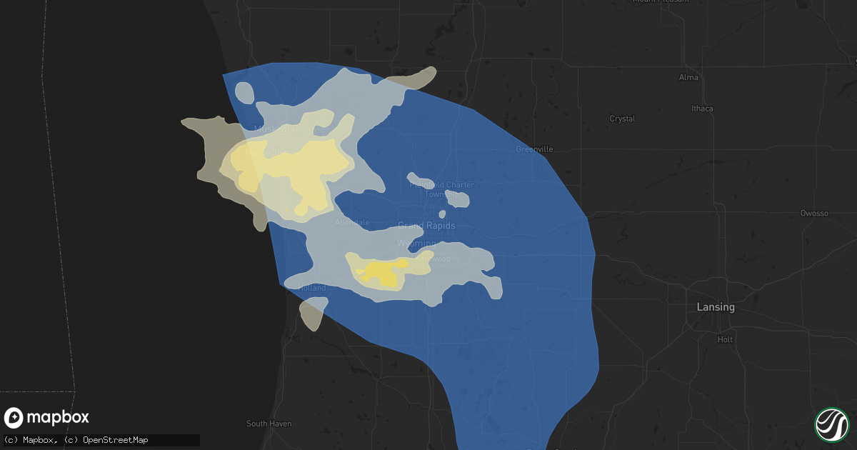 Hail map in Grand Rapids, MI on June 24, 2024