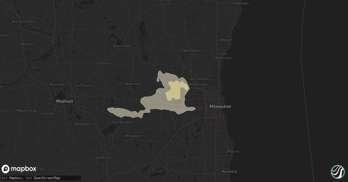 Hail map in Hartland, WI on June 24, 2024