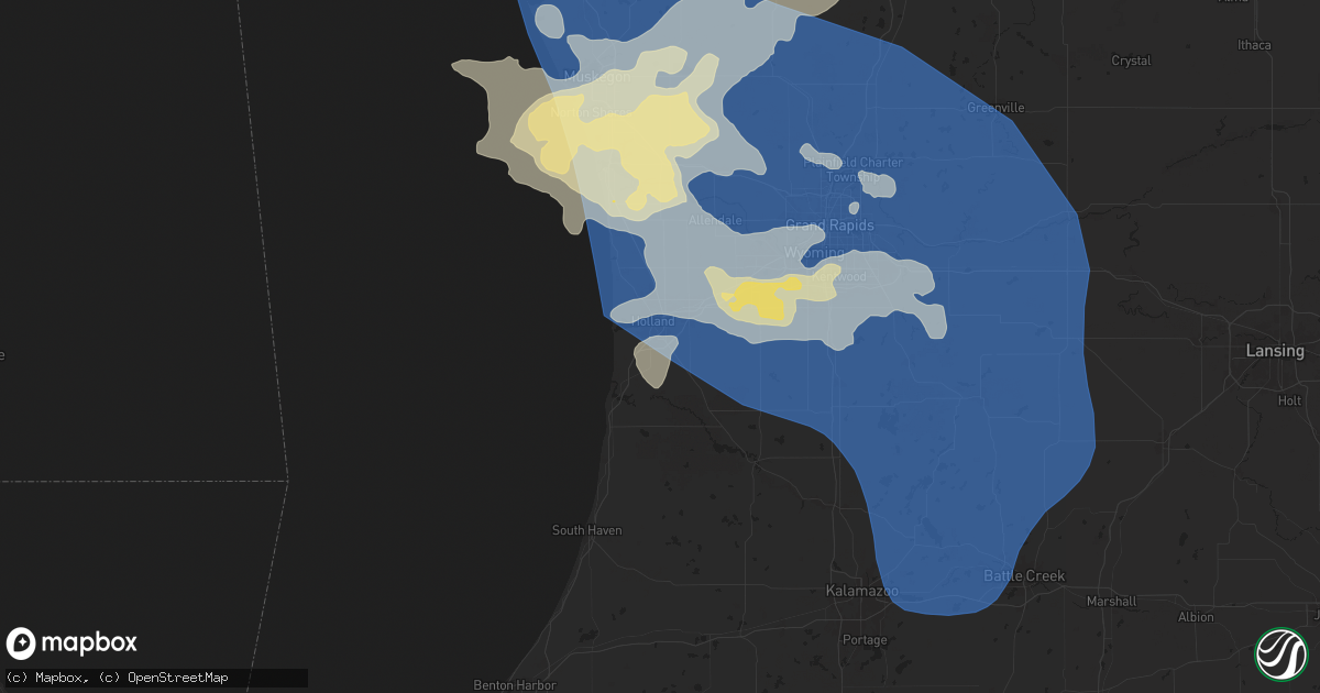 Hail map in Holland, MI on June 24, 2024