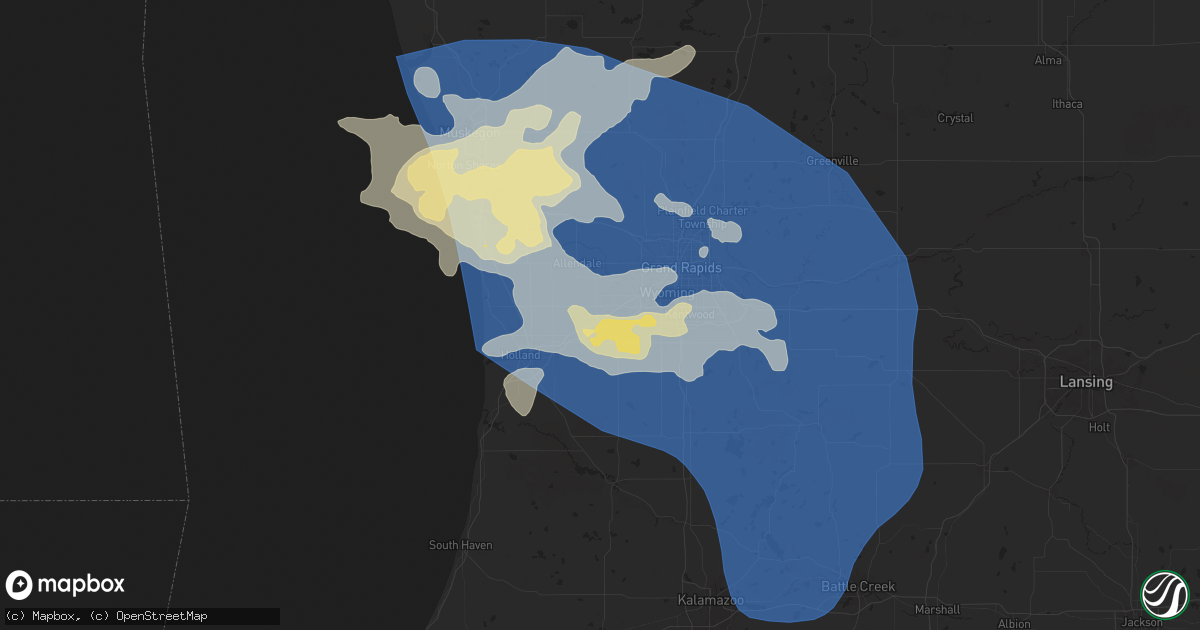 Hail map in Hudsonville, MI on June 24, 2024